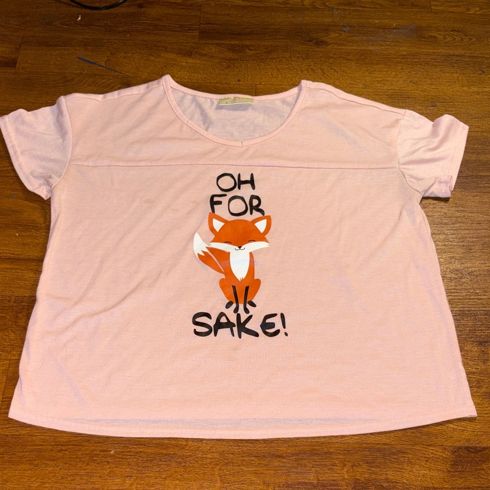 Bobbie Brooks Pink Fox Graphic Tee